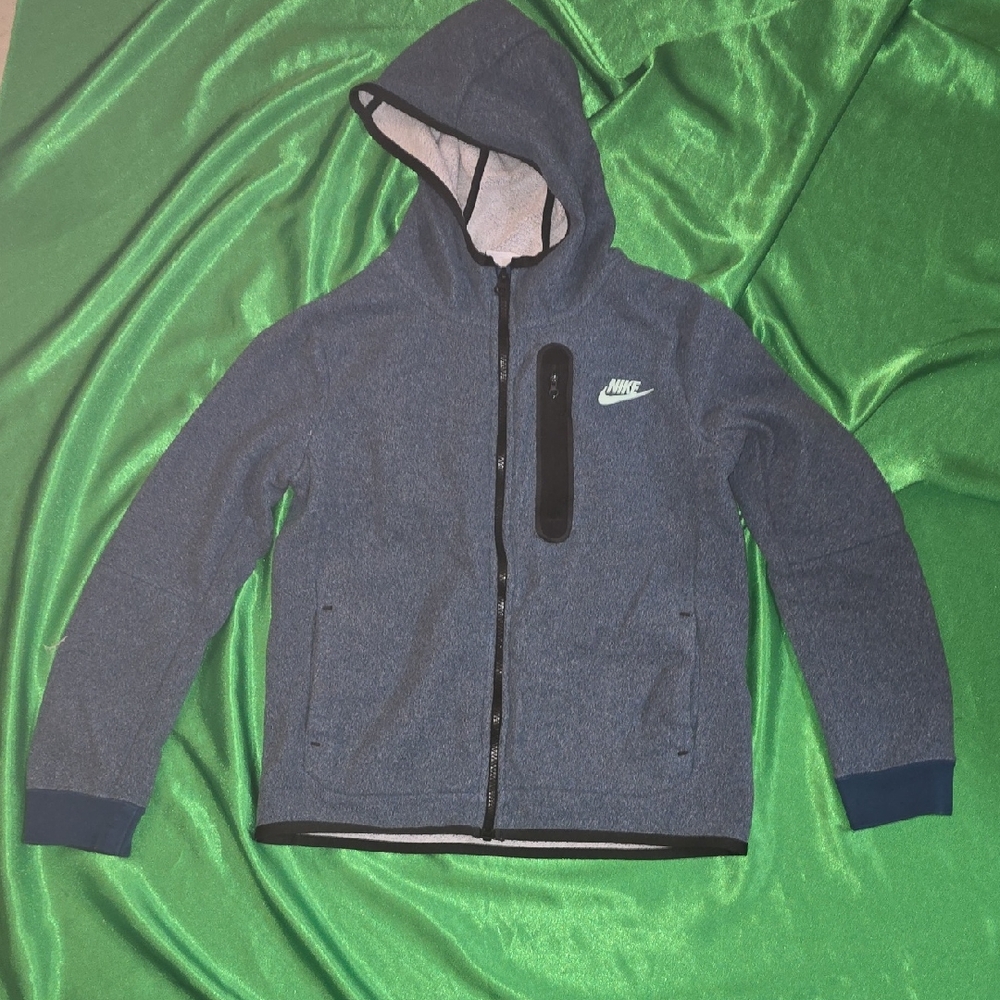 Nike Kids Navy Hooded Zip Puffer Jacket